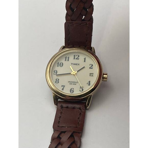 Timex Indiglo Ladies Watch 25mm - New Braided Leather Band -New Battery - WR 30m - Picture 5 of 9